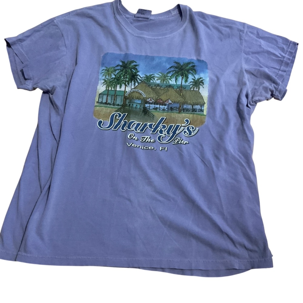 Comfort Colors sharks on the pier Venice Florida Light Blue Tee